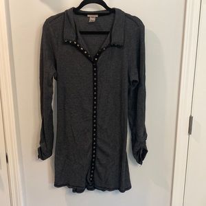 Button up long sleeve sweater dress